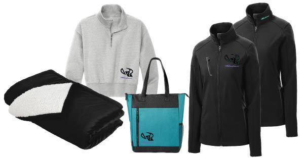 Crop 1/4 zip, sherpa blanket, zippered tote, full zip lightweight jacket in black. 