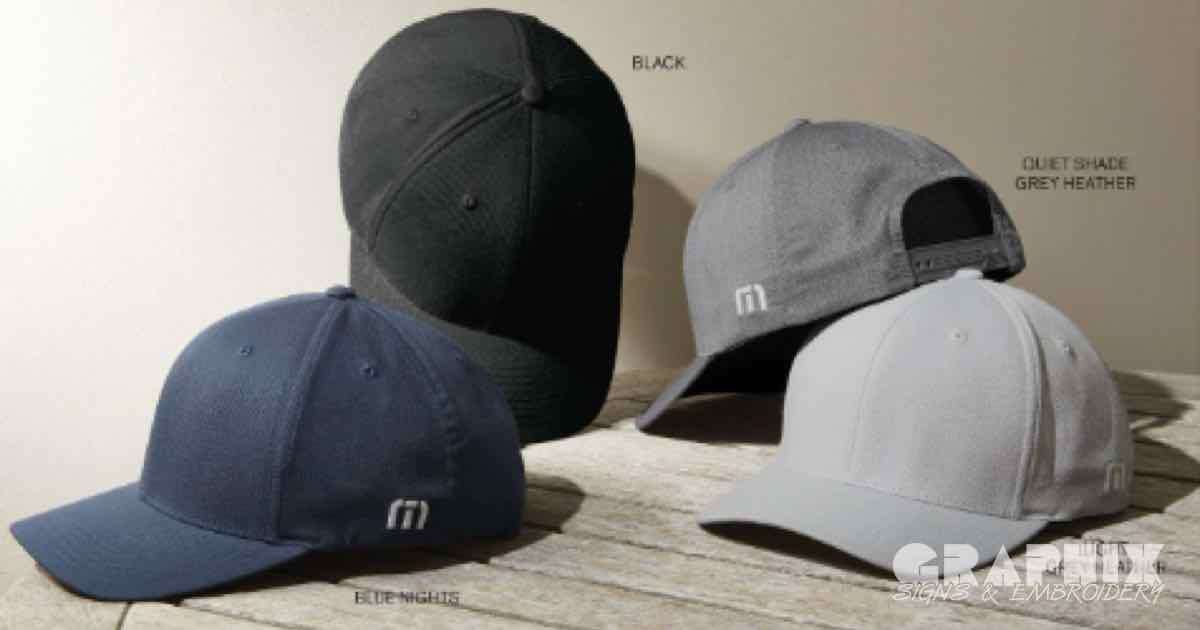 TravisMathew hats with your custom embroidered logo on them.