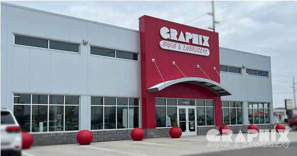 Image of the Graphix Signs and Embroidery store front in Holland, MI.