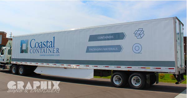 Semi-truck with custom logos and graphics for Coastal Container in Holland, MI